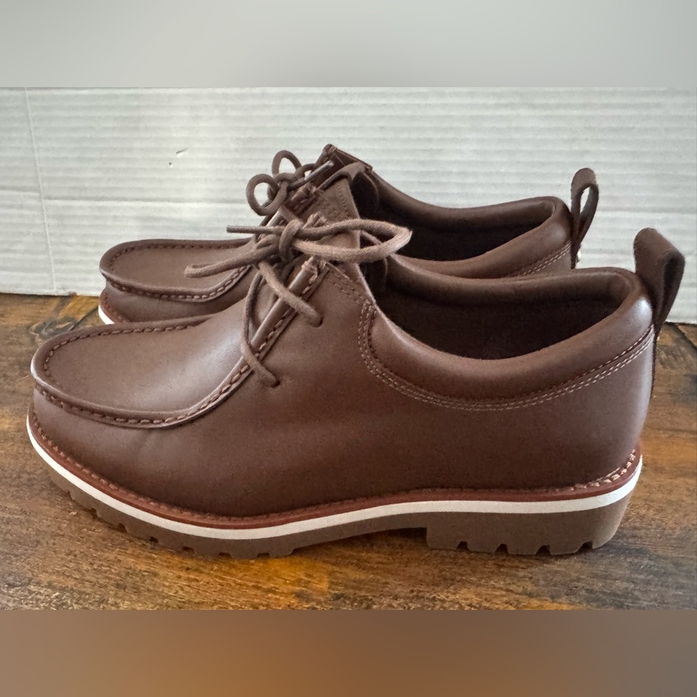 COACH Mens DARK SADDLE Brown Banks Leather Lug Oxford‎ Boots US Size 7 - Picture 2 of 10